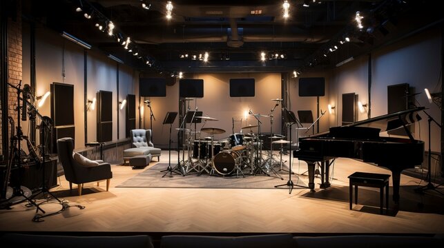 Interior of a music studio. Generation AI