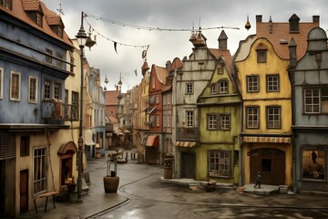 Obraz premium Eine friedliche Altstadt mit bunten Häusern