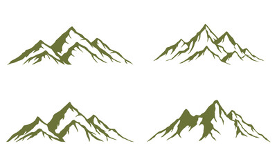 Collection of hand drawn line art mountain logo
