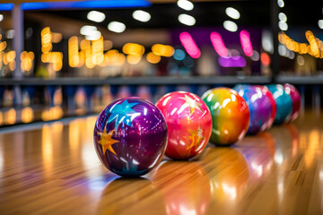 a bowling balls in the court sport scene, world sports - obrazy, fototapety, plakaty