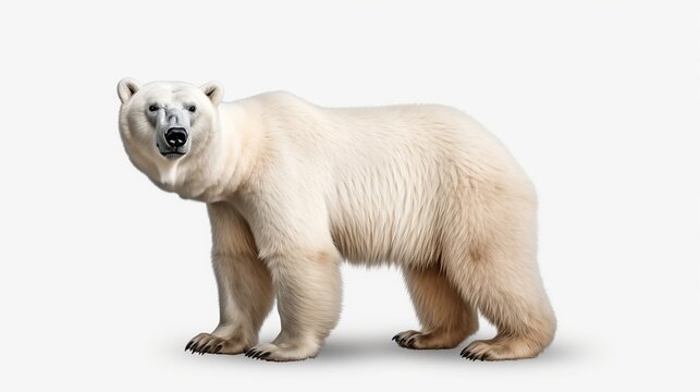 White Polar Bear isolated white background. AI generated image
