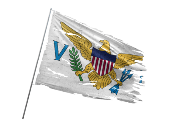 Virgin Islands torn flag on transparent background.