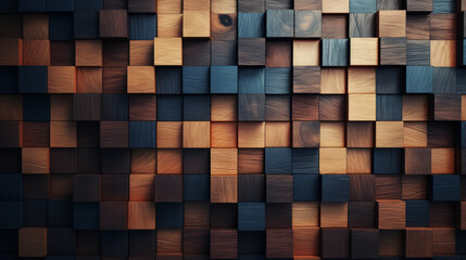 A rustic wooden wall with textured blocks