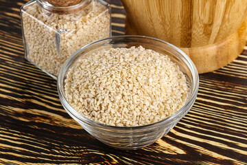 Sesame seeds heap in the bowl