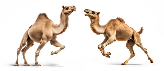 Wild Arabian camel jumping dynamic pose