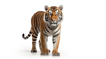 Portrait wild tiger in white background. AI generated image