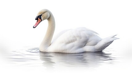 White Swan isolated on white background. AI generated image