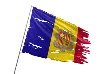 Andorra torn flag on transparent background.
