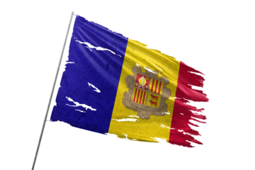 Andorra torn flag on transparent background.