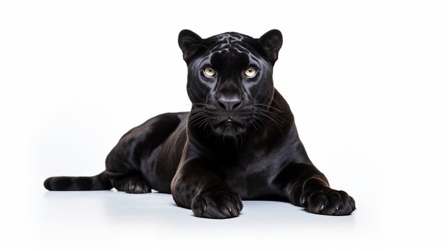 The leopard or black panther isolated on white background. AI generated image
