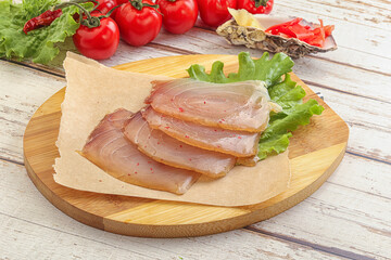 Sliced salted marlin fish carpaccio