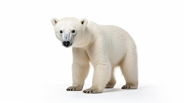 White Polar Bear isolated white background. AI generated image