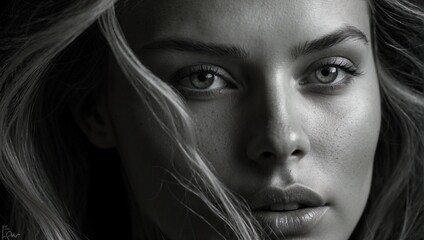 Fototapeta premium portrait of a woman in a stunning black and white photograph
