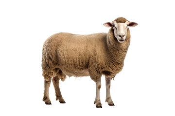 sheep and lamb standing sideways, isolated on white background. Png file