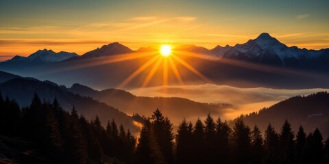 Breathtaking photograph of range of mountains during sunrise