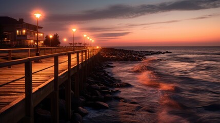 Obraz premium The pier stands serenely against the ocean