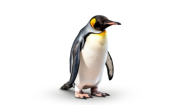 Emperor Penguin animal life in arctic in white background. AI generated image