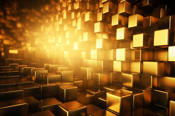 Obraz premium A group of gold cubes background 3D