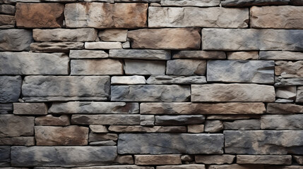 A textured and diverse stone wall showcasing a variety of rock types