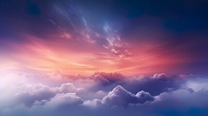 Fototapeta premium Unreal sky with clouds, neon. Generation AI