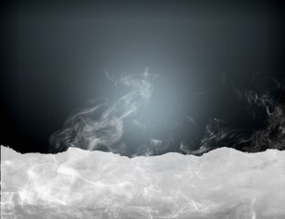 Realistic dry smoke fog on dark background