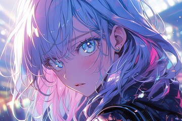 Fototapeta premium 振り向く女性,Generative AI AI画像
