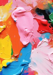 large blots / splashes of thick paint in abstract harmonic,rainbow, pastel colours, on canvas in a abstract artwork painting. The perfect backdrop for creative articles, in extremely high definition.