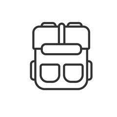 Backpack icon, adventure bag for hiking or climbing vector graphic