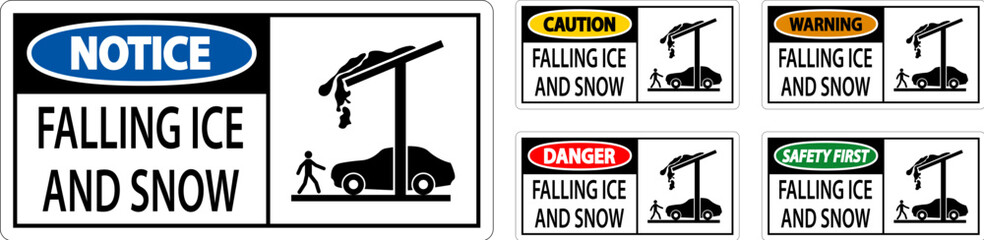 Ice and Snow Warning Sign Caution - Falling Ice And Snow Sign