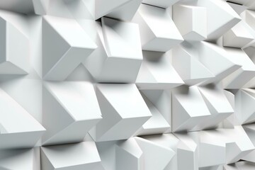 Arrangement of white tiles forming a 3D brick wall with polished diamond shapes. 3D rendered image. Generative AI