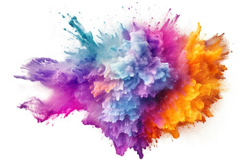 Colorful explosion of powder isolated on white background
