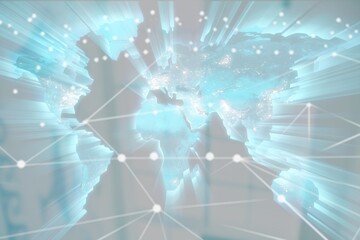 Double exposure of digital map and strategy concept