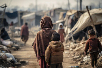 Fototapeta premium Refugee families
