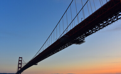 California- Panoramic View From Beneath The Golden Gate Bridge at Sunet