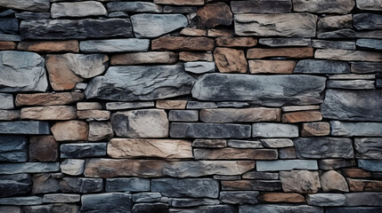 Obraz premium A textured wall composed of different types of stones