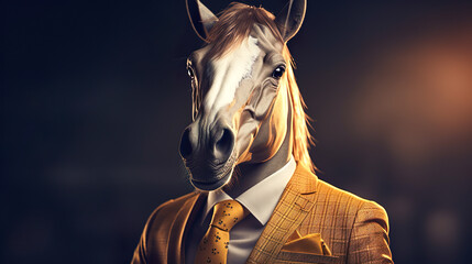 スーツ姿の馬のビジネスマン - obrazy, fototapety, plakaty
