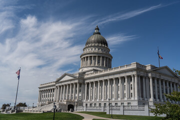 Salt Lake City, Utah – September 12, 2023: Utah State Capitol Building with Copy Space. 
