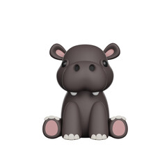 Obraz na płótnie Canvas Cute 3D Character Hippopotamus Toy