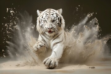 Abstract tiger with complex motion and hazy color