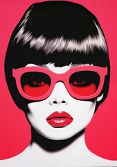 mod 1960s woman with sunglasses, red and black © moehong