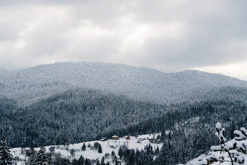 Landscape of a snow covered mountain