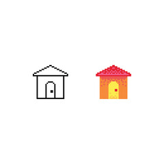 Home Logo Icon in Pixel Art