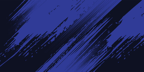 Dots halftone blue and dark blue color pattern gradient grunge texture background. Dots pop art sport style vector illustration. Vector grunge halftone abstract.Dots texture background. - obrazy, fototapety, plakaty