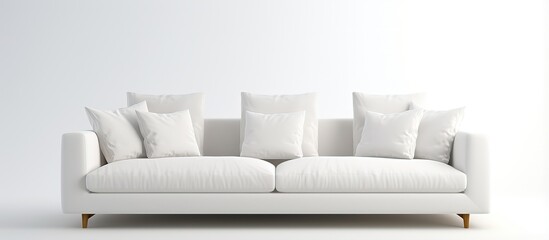 Fototapeta na wymiar Contemporary white suede couch isolated on white