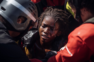 Emergency Response: Rescuing a Black Immigrant Woman from the Sea as She Reaches European Shores