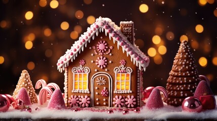 gingerbread house with christmas decoration xmas holiday sweets