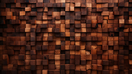 A rustic wooden block wall in a cozy interior