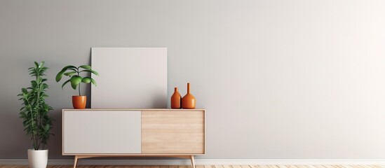 Minimalistic furniture with botanical artwork display
