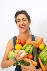 Mujer con Vegetales alimento estilo de vida saludable