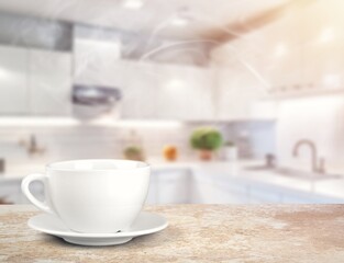 Obraz na płótnie Canvas Hot aroma morning coffee cup, AI generated image